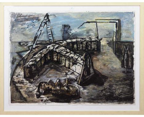 * LENNOX R DUNBAR RSW (SCOTTISH b. 1952), THE REMAINING DYKE mixed media on paper, signedmounted, framed and under glassimage