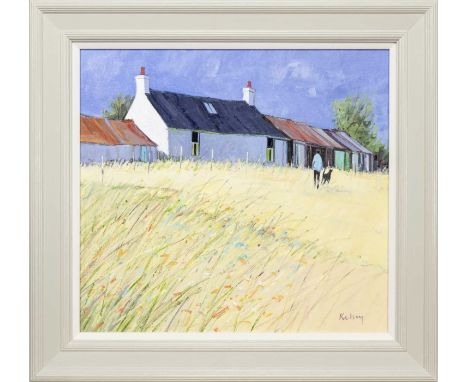 ROBERT KELSEY DA MUniv PAI FRSA (SCOTTISH b. 1949), BACK OF THE CROFT oil on canvas, signed, titled versoframedimage size 55c