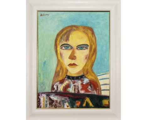 * JOHN BELLANY CBE RA HRSA (SCOTTISH 1942 - 2013), PORTRAIT WITH TURQUOISE  EYES oil on canvas, signedframedimage size 79cm x