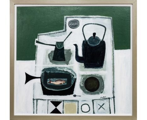 SIMON LAURIE RSW RGI (SCOTTISH b. 1964), STOVE  acrylic and mixed media on board, signed framed and under glass  image size 8