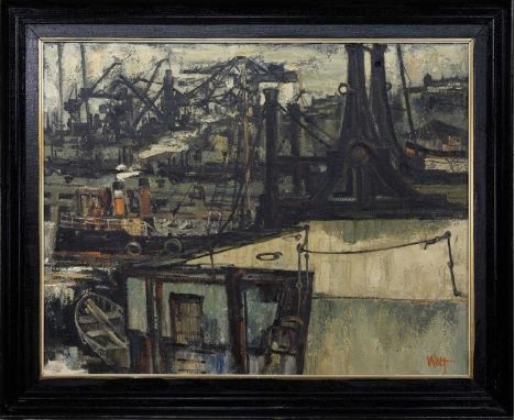 * JAMES WATT RGI (SCOTTISH 1931 - 2022), THE COAL SHOOT oil on canvas, signed, titled label versoframed (loose in frame)image