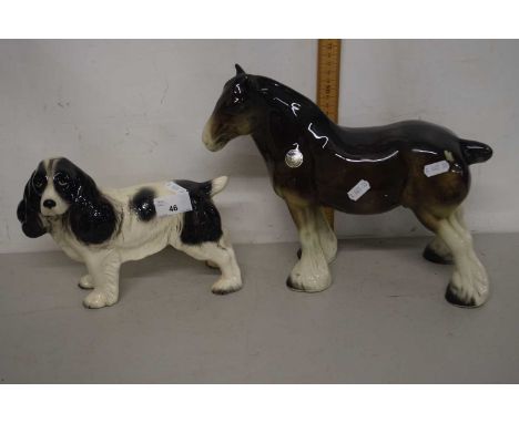 A Duchy pottery Shirehorse and a further Melba ware Spaniel (2)