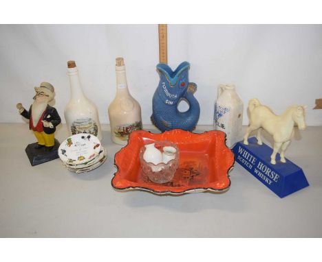 Mixed Lot: A Plymouth Gin jug, White Horse Scotch Whisky plastic advertising figure and other items