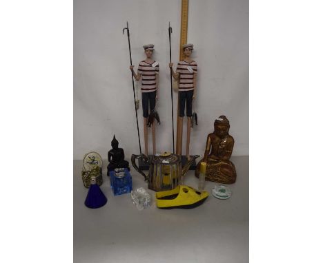 Mixed Lot: Modern Buddha models, table lighter, sailor models and other assorted wares
