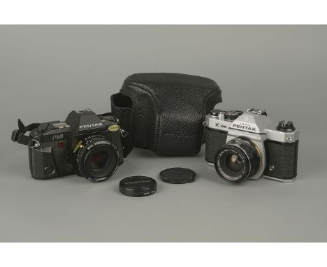An Asahi Pentax K1000 SLR Camera,together with a Pentax P50, both with lenses (2)