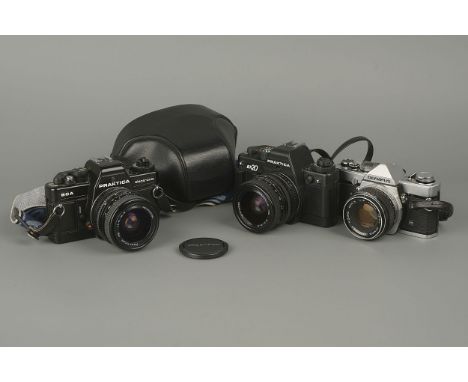 An Olympus OM-1 MD SLR Camera,together with a Praktica BX20 and BCA (3)