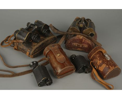 A Collection of Binoculars &amp; Monocular,including; a monocular in a leather case signed 'BBT KRAUSS M. 311-66 8x';  a mono