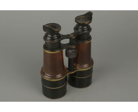 A Pair of Binoculars,dated 1900, signed 'ROSS London', finished in black enamel and with leather covered tubes