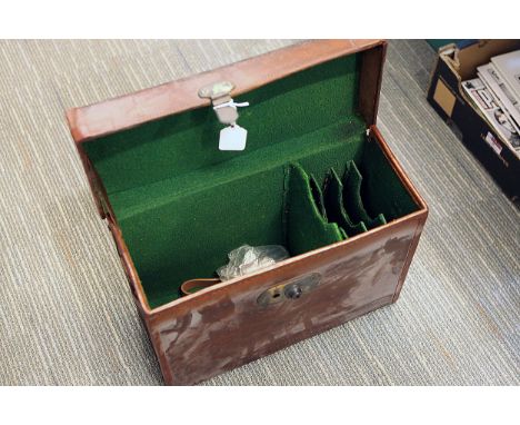 A Restored Leather Case,for half plate mahogany camera