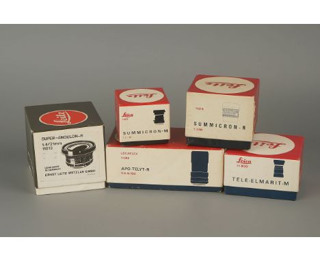 A Selection of Empty Leitz Lens Boxes,for Summicron-M f/2 50mm, Super-Angulon-R f/4 21mm and more (5)