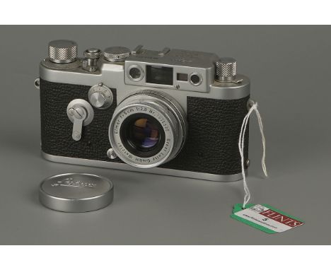 A Leica IIIg Rangefinder Camera,chrome, serial no. 956272, with Leitz Elmar f/2.8 50mm lens, shutter working