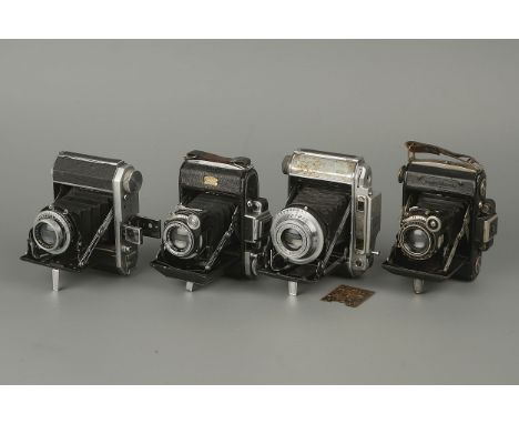 Four Folding Cameras,including Zeiss Ikon Super Ikonta 530, Minolta 'Minolta', Kuribayashi Petri 1948 and another Zeiss Ikon 