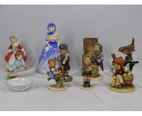 CABINET FIGURINES &amp; COLLECTABLES to include Royal Doulton Ladies - 'Alice' HN5415 and 'Valerie' HN2107, five Hummel figur