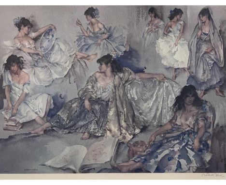 WILLIAM RUSSELL FLINT print - 'Variation IV', signed in pencil with blind stamp, 49 x 63cms