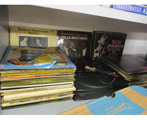 A quantity of 1940s  and 1950s Easy Listening Lps and an Aiwa record player 