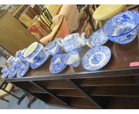 Blue and white tableware to include Abbey and Spode 