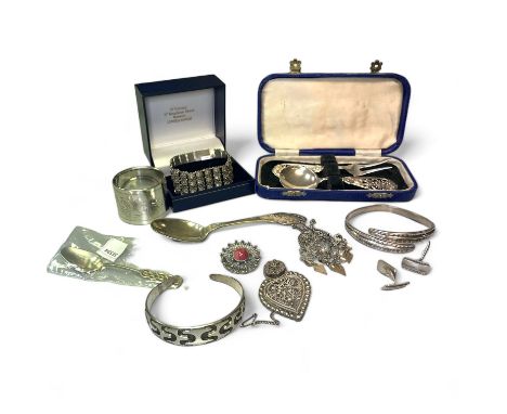 A group of Norwegian silver to include pieces from the David Andersen "Saga" rang of replica Viking jewellery.  Comprising tw
