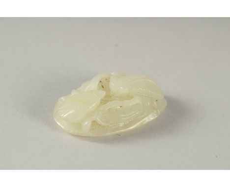 A 19TH CENTURY CHINESE CARVED JADE INSECT PENDANT, 4.5cm x 2.5cm.