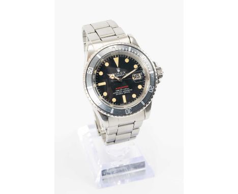 RARE ROLEX 'SINGLE RED' SUBMARINER STAINLESS STEEL GENT'S WRISTWATCH, reference 1680, serial number 2815xxx, c. 1971, black M