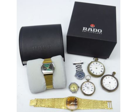 RADO elegance wristwatch, cased, gents Rotary wristwatch with gold-plated bracelet, silver pocket watch the inner case scratc