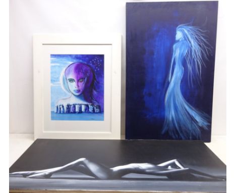 'Blue Lady', contemporary acrylic on canvas signed and dated 2003 verso Kathryn with certificate of authenticity, Nude Portra
