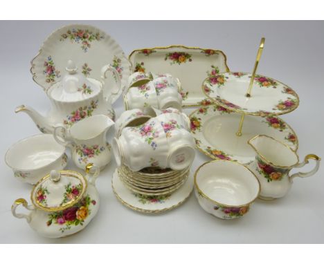 Royal Albert 'Moss Rose' tea set and Royal Albert 'Old Country Roses tea ware and three vintage cutlery sets  Condition Repor