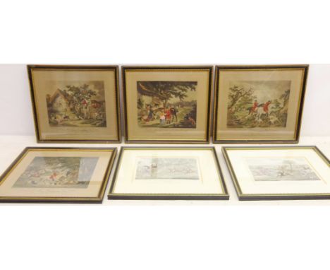 'Fox Hunting', four 19th century coloured engravings by E Bell after George Morland (British 1763-1804) pub. 1801, 22cm x 26c