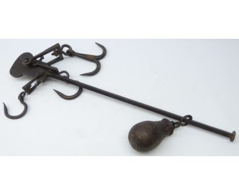 Set of Victorian W & T Avery Butchers steel yard cast iron scale to weight 300lb Condition Report Click here for further imag