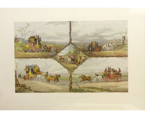 'Coaching Incidents', 19th century coloured engraving by E. G. Hester after W Shayer, pub. 1875 by Arthur Ackermann, Coaching