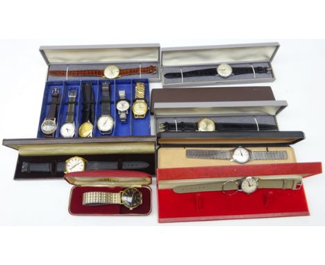 Collection of Gents mechanical wristwatches, ex-shop stock including Ingersoll 17 jewel lever, Timex 21 jewel waterproof, six