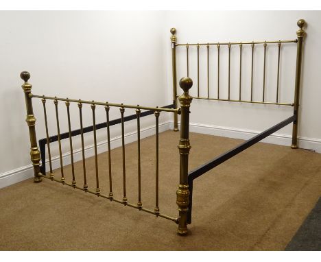 Victorian style brass 5' Kingsize divan bed surround, W163cm, H135cm, L216cm Condition Report Click here for further images, 