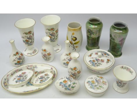 Collection of Wedgwood Kutani Crane decorative ceramics, pair H J Wood lustre vases and Radford vase (16) Condition Report Cl