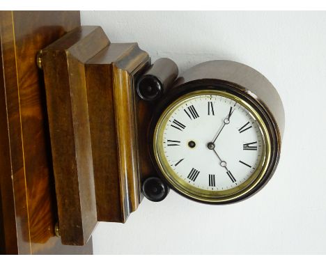 19th century mahogany cased drum head mantle clock with circular white Roman dial, single train brass movement stamped 52929,