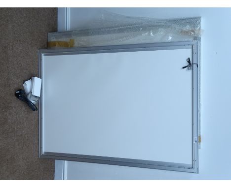 Four assorted roller banner stands, Pair A0 size LED snap frames with transformers, An A1 lockable aluminium poster case with