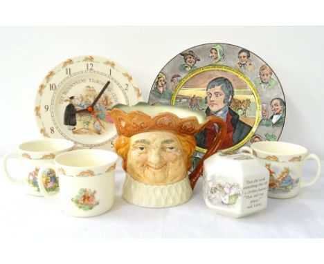 ROYAL DOULTON BUNNYKINS TEACHING CLOCK
with a quartz movement, the wall hanging plate clock decorated with a classroom scene,