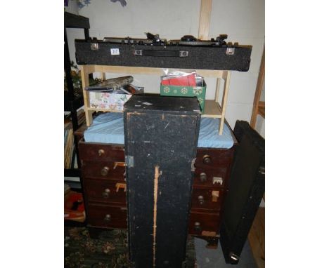 A vintage Quasar double record deck for DJ and record box. COLLECT ONLY