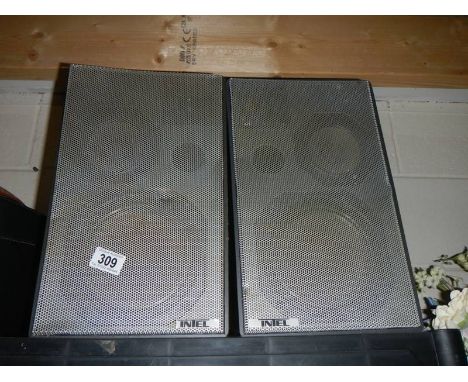 A pair of vintage 90 watt Intel speakers.