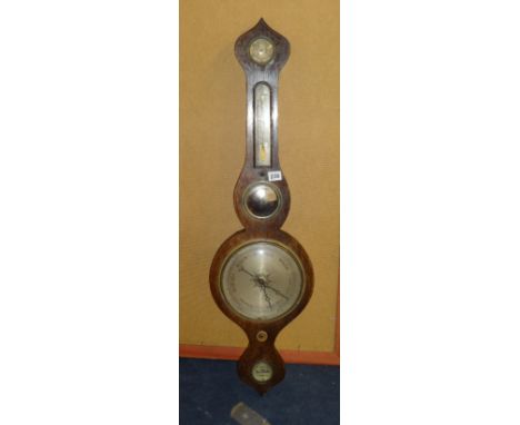 19th century mahogany wheel barometer, as found.