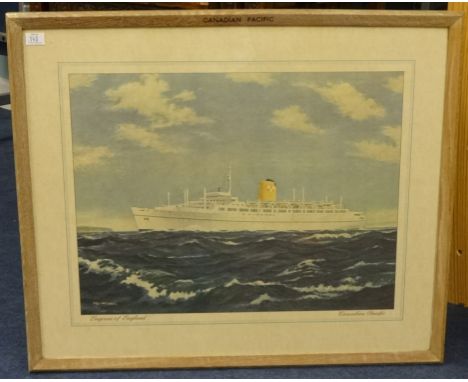 A model of RMS Titanic in glazed case also Titanic historic print, oil on canvas signed Terry Burke and Empress of England pr