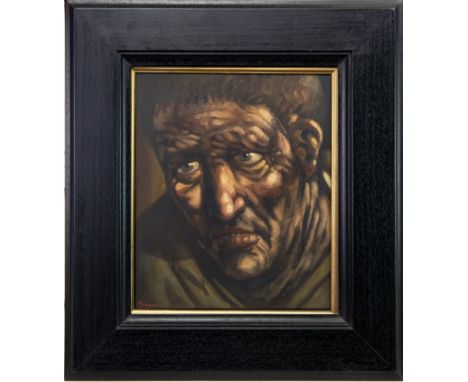 * PETER HOWSON OBE (SCOTTISH b 1958), THE BOXER oil on canvas, signed 34cm x 29cm Framed.