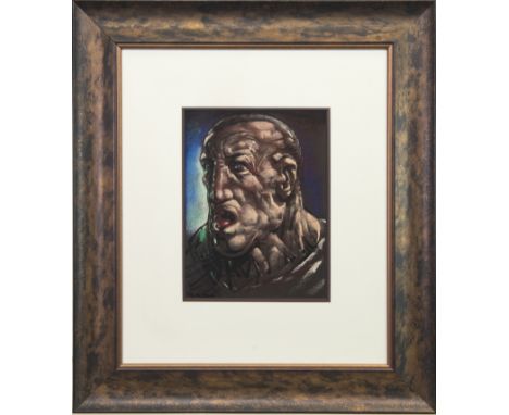 * PETER HOWSON OBE (SCOTTISH b 1958), GOVAN HARDMAN pastel on paper, signed 30cm x 22cm Mounted, framed and under glass.