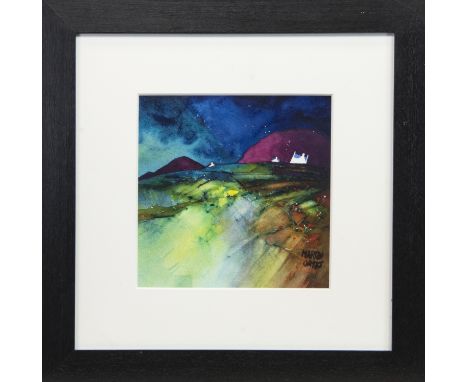 MARTIN OATES, SKYE HILL CROFT watercolour on paper, signed, further signed, titled and dated 2018 verso 23cm x 23cm Mounted, 