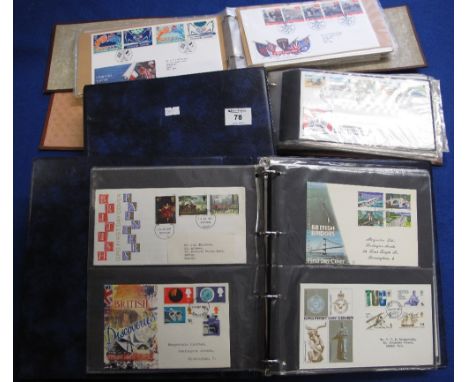 Three albums of Great Britain First Day Covers and stamp album of Alderney Covers. 