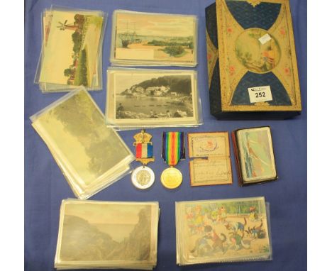 Horner's Confectionary tin containing First World War Great War of Civilisation medal marked: R-17943 Private H. Thompson, K.