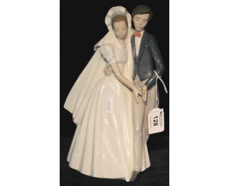 Nao Spanish porcelain figure of bride and groom, printed and impressed marks to base: no.: 1247.