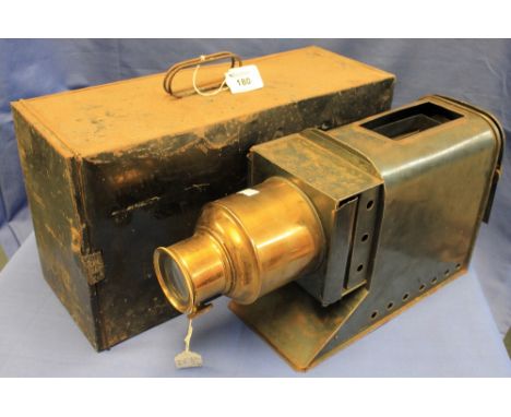 Vintage magic lantern viewer in original case, possibly converted.