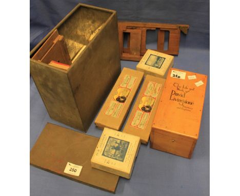 'The Life and Work of David Livingstone, Missionary and Explorer' coloured slides in box, together with further magic lantern