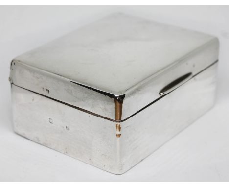 A hallmarked silver cigarette box, length 11cm.  