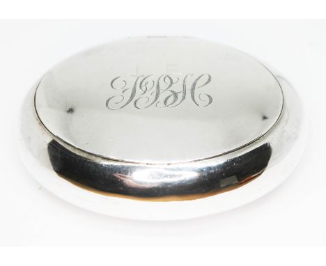 A late Edwardian silver snuff box of oval form, Williams Birmingham, Chester 1912, length 8.5cm, wt. 71.44g.  