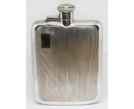 An Elizabeth II silver hip flask, Atkin Brothers, Sheffield 1952, length 14.5cm.  Condition - generally good, minor ding to f